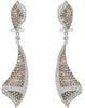 3.10CT WHITE & CHOCOLATE FANCY DIAMOND 18K WHITE GOLD TEAR DROP HANGING EARRINGS