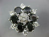 ESTATE EXTRA LARGE 6.65CT WHITE & BLACK DIAMOND 14KT WHITE 3D FLOWER LOVE RING