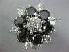 ESTATE EXTRA LARGE 6.65CT WHITE & BLACK DIAMOND 14KT WHITE 3D FLOWER LOVE RING