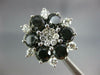 ESTATE EXTRA LARGE 6.65CT WHITE & BLACK DIAMOND 14KT WHITE 3D FLOWER LOVE RING