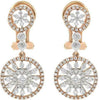 1.05CT DIAMOND 18K WHITE & ROSE GOLD 3D FLOWER CIRCULAR CLIP ON HANGING EARRINGS