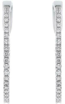 ESTATE 1.12CT DIAMOND 18KT WHITE GOLD 3D ROUND CLASSIC HOOP HANGING EARRINGS