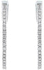 ESTATE 1.12CT DIAMOND 18KT WHITE GOLD 3D ROUND CLASSIC HOOP HANGING EARRINGS
