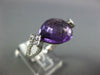 ESTATE 6.31CT DIAMOND & AAA AMETHYST 14KT WHITE GOLD 3D PEAR SHAPE FUN RING