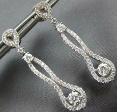 ESTATE LARGE 1.06CT DIAMOND 18KT WHITE GOLD INFINITY SOLITAIRE HANGING EARRINGS