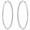LARGE 2.08CT DIAMOND 18KT WHITE GOLD 3D ROUND INSIDE OUT CLASSIC HOOP EARRINGS