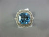 LARGE 3.16CT DIAMOND & AAA BLUE TOPAZ 14KT WHITE GOLD CUSHION DOUBLE HALO RING