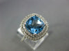 LARGE 3.16CT DIAMOND & AAA BLUE TOPAZ 14KT WHITE GOLD CUSHION DOUBLE HALO RING