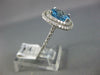 LARGE 3.16CT DIAMOND & AAA BLUE TOPAZ 14KT WHITE GOLD CUSHION DOUBLE HALO RING