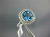 LARGE 3.16CT DIAMOND & AAA BLUE TOPAZ 14KT WHITE GOLD CUSHION DOUBLE HALO RING