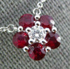 ESTATE 1.08CT DIAMOND & AAA RUBY 18KT WHITE GOLD 3D FLOWER CLASSIC NECKLACE