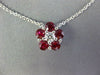ESTATE 1.08CT DIAMOND & AAA RUBY 18KT WHITE GOLD 3D FLOWER CLASSIC NECKLACE