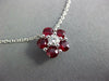 ESTATE 1.08CT DIAMOND & AAA RUBY 18KT WHITE GOLD 3D FLOWER CLASSIC NECKLACE