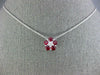 ESTATE 1.08CT DIAMOND & AAA RUBY 18KT WHITE GOLD 3D FLOWER CLASSIC NECKLACE