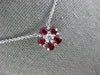ESTATE 1.08CT DIAMOND & AAA RUBY 18KT WHITE GOLD 3D FLOWER CLASSIC NECKLACE