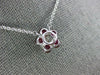 ESTATE 1.08CT DIAMOND & AAA RUBY 18KT WHITE GOLD 3D FLOWER CLASSIC NECKLACE