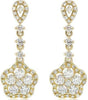 ESTATE .73CT DIAMOND 14KT YELLOW GOLD 3D FLOWER JOURNEY HANGING EARRINGS