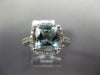 LARGE 2.38CT DIAMOND & AAA AQUAMARINE 14KT WHITE GOLD 3D CUSHION ENGAGEMENT RING