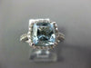 LARGE 2.38CT DIAMOND & AAA AQUAMARINE 14KT WHITE GOLD 3D CUSHION ENGAGEMENT RING
