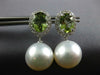 LARGE DIAMOND GREEN TOURMALINE & SOUTH SEA PEARL 18K WHITE GOLD HANGING EARRINGS