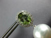 LARGE DIAMOND GREEN TOURMALINE & SOUTH SEA PEARL 18K WHITE GOLD HANGING EARRINGS