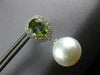 LARGE DIAMOND GREEN TOURMALINE & SOUTH SEA PEARL 18K WHITE GOLD HANGING EARRINGS