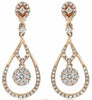 ESTATE .86CT DIAMOND 14KT ROSE GOLD 3D CLASSIC FLOWER TEAR DROP HANGING EARRINGS