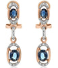 1.26CT DIAMOND & AAA SAPPHIRE 14KT ROSE GOLD 3D OVAL LOVE KNOT HANGING EARRINGS
