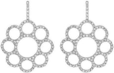 ESTATE .42CT DIAMOND 14KT WHITE GOLD 3D FLOWER FUN HANGING EARRINGS