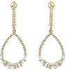 .73CT DIAMOND 14KT YELLOW GOLD 3D ROUND & BAGUETTE TEAR DROP HANGING EARRINGS