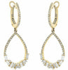 .73CT DIAMOND 14KT YELLOW GOLD 3D ROUND & BAGUETTE TEAR DROP HANGING EARRINGS