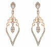 .55CT DIAMOND 14KT ROSE GOLD 3D OPEN FILIGREE DOUBLE HEART HANGING EARRINGS