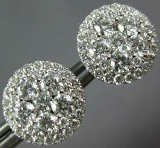 ESTATE LARGE 2.18CT DIAMOND 18KT WHITE GOLD 3D CLUSTER FLOWER HALO STUD EARRINGS