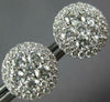 ESTATE LARGE 2.18CT DIAMOND 18KT WHITE GOLD 3D CLUSTER FLOWER HALO STUD EARRINGS