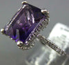 LARGE 5.55CT DIAMOND & AAA AMETHYST 14KT WHITE GOLD EMERALD CUT ENGAGEMENT RING