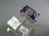 LARGE 5.55CT DIAMOND & AAA AMETHYST 14KT WHITE GOLD EMERALD CUT ENGAGEMENT RING