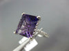LARGE 5.55CT DIAMOND & AAA AMETHYST 14KT WHITE GOLD EMERALD CUT ENGAGEMENT RING