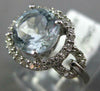 WIDE 2.02CT DIAMOND & AAA AQUAMARINE 14KT WHITE GOLD ROUND HALO ENGAGEMENT RING