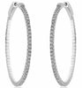 ESTATE 1.53CT DIAMOND 18KT WHITE GOLD 3D ROUND HOOP HANGING EARRINGS