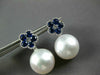 LARGE 1.96CT DIAMOND SAPPHIRE & SOUTH SEA PEARL 18KT WHITE GOLD HANGING EARRINGS
