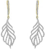 ESTATE .75CT DIAMOND 14KT YELLOW GOLD 3D CLASSIC MULTI LEAF FUN HANGING EARRINGS