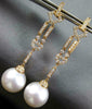 LARGE .72CT DIAMOND & AAA SOUTH SEA PEARL 18KT ROSE GOLD 3D CHANDELIER EARRINGS