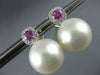 EXTRA LARGE DIAMOND & AAA PINK SAPPHIRE & PEARL 18KT WHITE GOLD CLIP ON EARRINGS