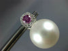 EXTRA LARGE DIAMOND & AAA PINK SAPPHIRE & PEARL 18KT WHITE GOLD CLIP ON EARRINGS