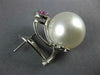 EXTRA LARGE DIAMOND & AAA PINK SAPPHIRE & PEARL 18KT WHITE GOLD CLIP ON EARRINGS