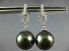 ESTATE .29CT DIAMOND & AAA TAHITIAN PEARL 18KT WHITE GOLD 3D HANGING EARRINGS