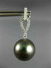 ESTATE .29CT DIAMOND & AAA TAHITIAN PEARL 18KT WHITE GOLD 3D HANGING EARRINGS