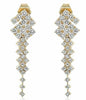 1.50CT DIAMOND 18K YELLOW GOLD 3D CLUSTER TRIANGULAR CHANDELIER HANGING EARRINGS
