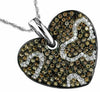 1.49CT WHITE & CHOCOLATE FANCY DIAMOND 14KT WHITE GOLD HEART BUTTERFLY PENDANT