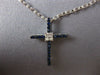 ESTATE .23CT DIAMOND & AAA SAPPHIRE 18KT WHITE GOLD 3D CROSS PENDANT